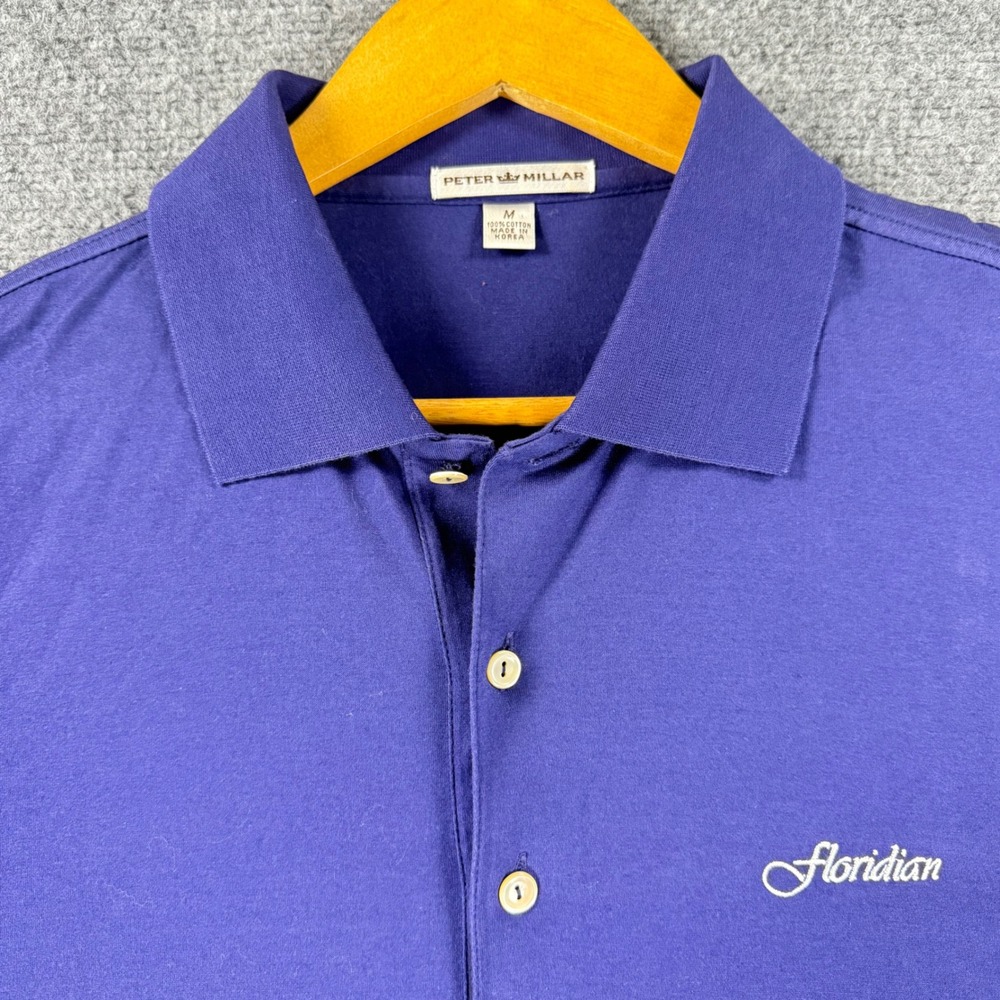 Vintage Peter Millar Floridian Polo Shirt Mens Medium Purple Cotton Short Sleeve